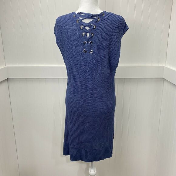 Chico's Open Front Long Cardigan Sz 2 (US 12/Large) Blue Periwinkle Sleeveless - Picture 3 of 11